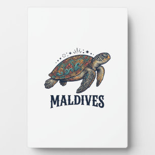 Maldiven Vintage Zeeschildpad Reis T-shirt Ontwerp Fotoplaat
