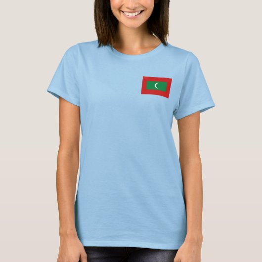 Maldiven Vlag en Kaart Dk T-Shirt (Voorkant)