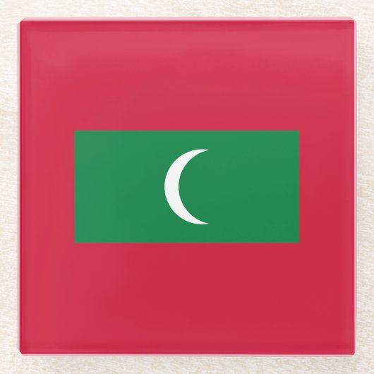 Maldiven vlag glazen onderzetter (Voorkant)