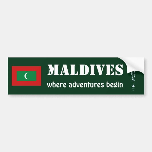 Maldiven Vlag + Kaart Bumpersticker (Voorkant)