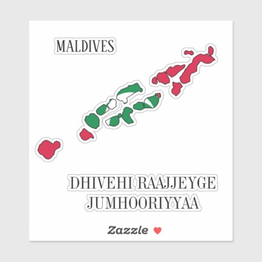 Maldiven Vlag Kaart Patriottisch Sticker (Vel)