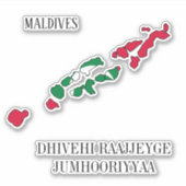 Maldiven Vlag Kaart Patriottisch Sticker (Voorkant)