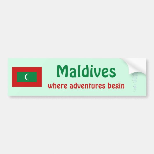 Maldiven Vlag + Landkaart Bumpersticker (Voorkant)
