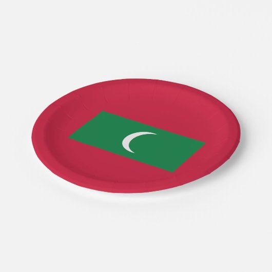 Maldiven vlag papieren bordje (Gekanteld)