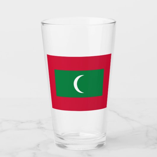 Maldiven vlag (Republiek der Maldiven) Glas (Voorkant)