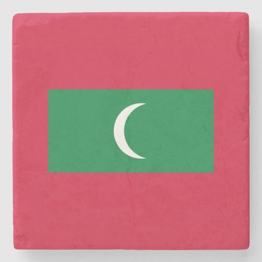 Maldiven vlag (Republiek der Maldiven) Stenen Onderzetter (Voorkant)