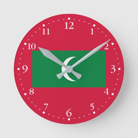 Maldiven vlag ronde klok (Voorkant)