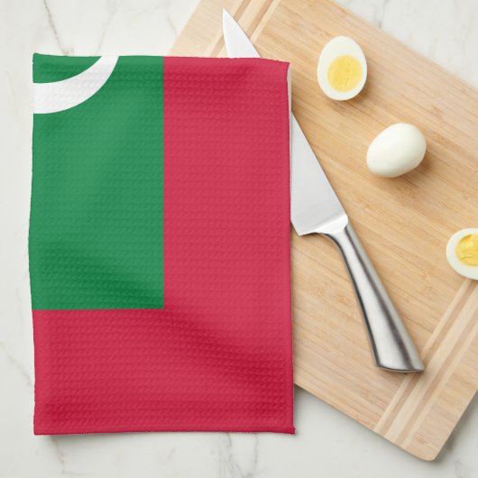 Maldiven vlag theedoek (Quarter Fold)