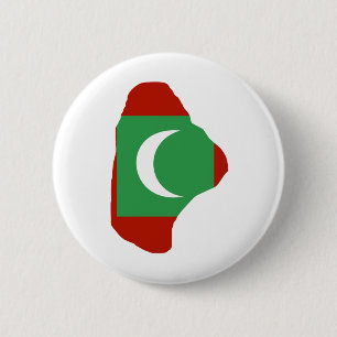 Maldiven Vlaggenkaart, volledige grootte Ronde Button 5,7 Cm