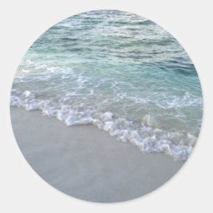Maldiven Zee Waves Zand Blank Sjabloon Natuur Ronde Sticker