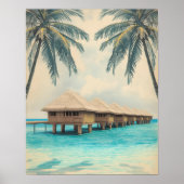 Maldives Mirage – Retro Lagoon Paradise Travel  Poster (Voorkant)