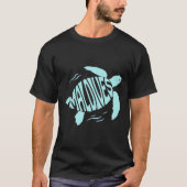 Maldives Sea Turtle - Tropical Blue Typography T-shirt (Voorkant)