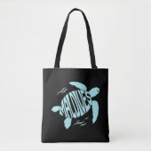 Maldives Sea Turtle - Tropical Blue Typography Tote Bag (Voorkant)