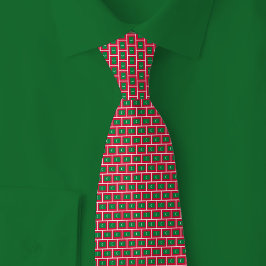 Maldivische Vlag Baksteenpatroon Stropdas