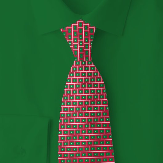 Maldivische Vlag Baksteenpatroon Stropdas