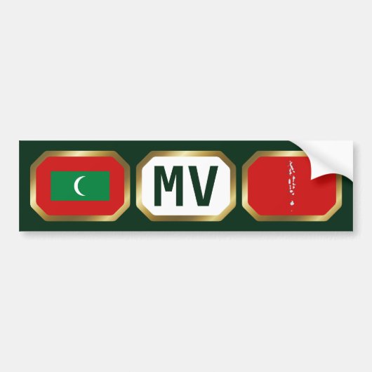 Maldivische Vlag Landkaart Code Bumpersticker (Voorkant)