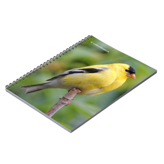 Male American Goldfinch op de Bamboe Notitieboek (Linkerzijde)