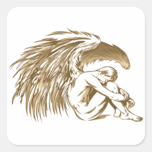 Male Angel Vierkante Sticker