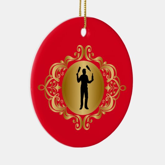 Male Bartender Silhouette kerstversiering Keramisch Ornament (Rechts)