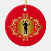 Male Bartender Silhouette kerstversiering Keramisch Ornament (Voorkant)