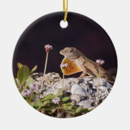 Male Brown Anole Lizard met dewlap Keramisch Ornament