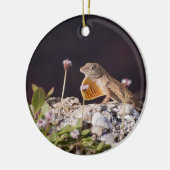 Male Brown Anole Lizard met dewlap Keramisch Ornament (Links)