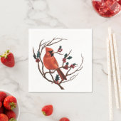 Male Cardinal Holiday Napkin Servet (Insitu)