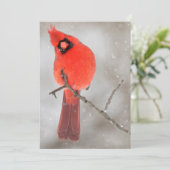 Male Cardinal in Snow Feestdagenkaart (Staand voorkant)
