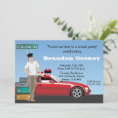 Male College Trunk Party Afstuderen gaat weg Kaart (Staand voorkant)