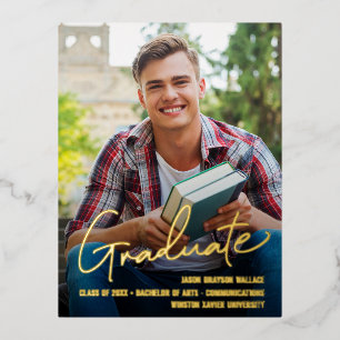 Male Custom Afstudeerder Photo Afstuderen Script O Folie Feestdagen Briefkaart