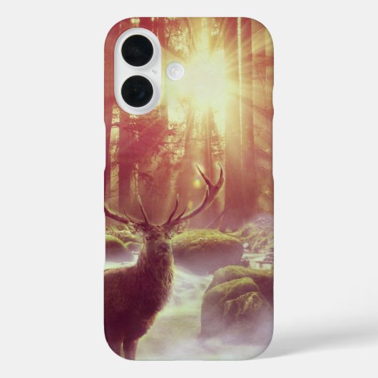 Male Deer in Misty-Bossen op Sunrise Golden Hour Case-Mate iPhone Case (Achterkant)