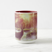 Male Deer in Misty-Bossen op Sunrise Golden Hour Mok (Midden)