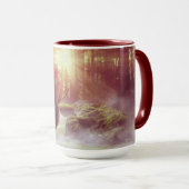 Male Deer in Misty-Bossen op Sunrise Golden Hour Mok (Voorkant rechts)