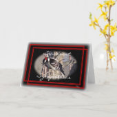 Male Downy Woodpecker 8843- aanpassen Kaart (Gele Bloem)