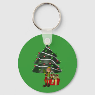 Male Elf Kerstboom Vakantie Sleutelhanger
