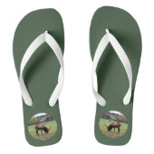 Male Elk Antlers Foto Grazing in Field Green Teenslippers (Voetbed)