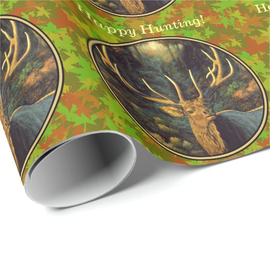 Male Elk met Autumn Leaves Cadeaupapier (Rol Hoek)