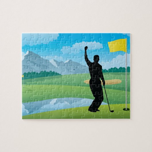 Male Golfer Design Jigzaag Puzzle Legpuzzel (Horizontaal)