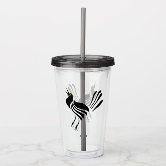 Male Grackle Black Bird Acryl Drinkbeker (Voorkant)