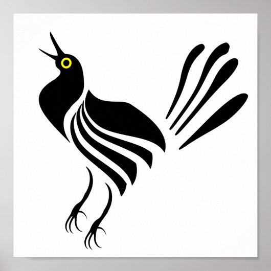Male Grackle Black Bird Poster (Voorkant)