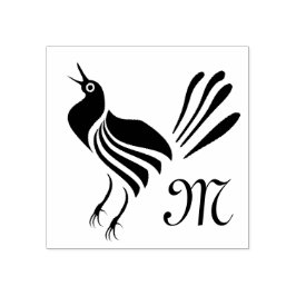 Male Grackle Black Bird Rubberstempel