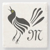 Male Grackle Black Bird Stenen Onderzetter (Voorkant)