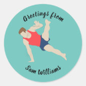 Male Gymnast Ronde Sticker (Voorkant)