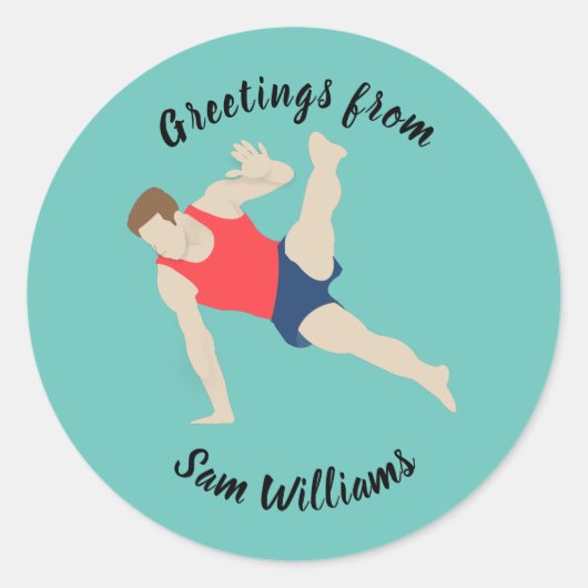 Male Gymnast Ronde Sticker (Voorkant)