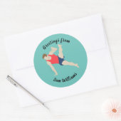 Male Gymnast Ronde Sticker (Envelop)