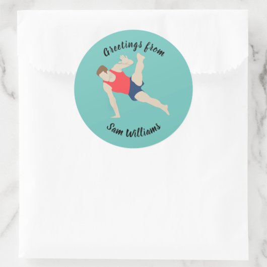 Male Gymnast Ronde Sticker (Tas)