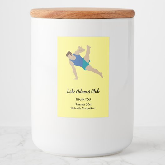 Male Gymnast Voedselcontainer Etiket (Voorkant)