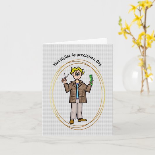Male Hair Stylist-evaluatiedag Kaart (Gele Bloem)