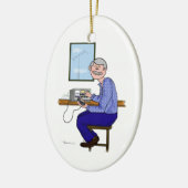 Male Ham - Gray Hair Mustache Xmas Ornament (Links)