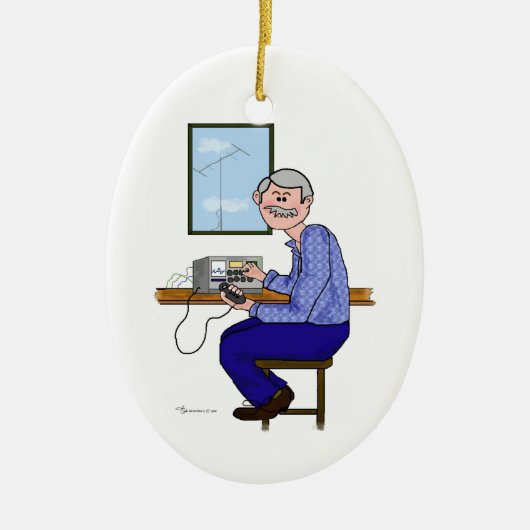 Male Ham - Gray Hair Mustache Xmas Ornament (Voorkant)